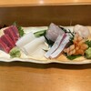 竹寿司 - お刺身盛り合わせ、中トロ、イカ、タイ、カンパチ、赤貝、ホタテ！