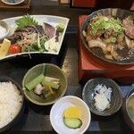 土佐ノ國 二十四万石 - 鰹の塩タタキと鯨の生姜焼き膳