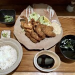 千ふく - アオリイカ下足&牡蠣MIXフライ+定食