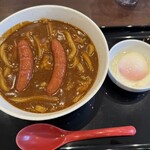 CoCo壱番屋 - 料理写真:
カレーうどん並盛10辛半熟卵とソーセージトッピング。コーンサラダ追加。