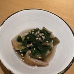 志げる - ちぢみほうれん草と刻み麩のおひたし
