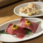 焼肉 PANCHAN - キャビうにく寿司。肉×ウニ×キャビアって…もうため息でちゃう…