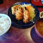 とんかつ わらしっ子 - 茄子の挟み揚げ定食ランチ950円