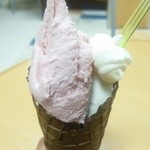 醍醐桜 - ワッフルコーンダブル 華のミルク ＋ イチゴ390