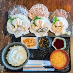 光る海 - 活ホタテ刺定食