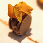 LIAISON - ランチコース 9680円 のウチワエビとバターナッツ南瓜のタルト、フォアグラのテリーヌ