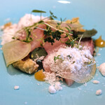 LIAISON - ランチコース 9680円 の富山のひみ寒ぶり 大根のクリーム 柑橘のピューレ