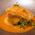 LIAISON - ランチコース 9680円 の福岡の甘鯛の鱗焼き スープドポアソン 甘海老使ったビスクの泡