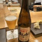 秀徳 3号店 - スーパードライ　中瓶　でスタート　あては玉とガリ