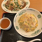 日高屋 - チャーハン大盛&ニラレバ炒め