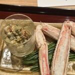 日本料理うしお - 進肴①塩茹で　 蟹酢で