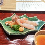 日本料理うしお - 向附　洗い 氷水で締めてポン酢と薬味で