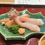 日本料理うしお - 向附　洗い 氷水で締めてポン酢と薬味で