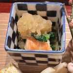 日本料理うしお - 小松菜とクマ海老、みぞれ大根