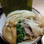 らー麺土俵 鶴嶺峰 - つけ麺大盛り350g。麺にコシがあってそのまま食べても美味しい。