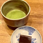 天婦羅 みやしろ - デザートの塩羊羹とお抹茶