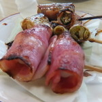 とり勝 - うずらの卵巻、ねぎ、オクラ巻