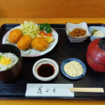 花ぶさ - カニクリームコロッケと御飯セット