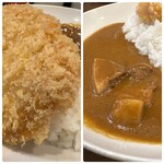 しまや - 極上ロースカツ＆豚バラ煮込カレー双方のアップ画像