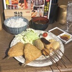 꼬치튀김도코로 미쿠시 - 아지프라이 믹스 정식 1,780엔