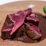 レストラン オオツ - 2026.1 常陸国天然まがも サルミソース ゆずもファーム宿儺かぼちゃピュレ コザワファームラボ葉玉葱