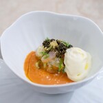 Le Jardin de Kamo - 2026.2 桜葉香るガスパチョ フェンネルのエスプーマ ボタン海老とプンタレッラのキヌア