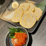 馬刺ともつ鍋 居酒屋 九州小町 個室 飲み放題 - からしレンコン@660
チャンジャ@495