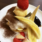 フルーツパーラーヤオイソ - チョコと求肥のホットケーキ