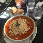 はらっぱ - 料理写真:赤唐トマトソースフライガーリック乗せ