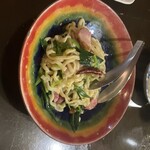 旬菜処 びいどろ - 〇葉ニンニクと沖縄そばDEペペロンチーノ