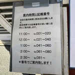 オランダ軒 - 記帳した際、再度訪問する際の目安。