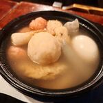 宗平 - 長崎平戸産おでん 990円※さつまあげ、うずら天、紅しょうが天、大根、たまご、ちくわ、こんにゃく、がんも、全8種類