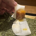 食堂こなん - カラスミを餅で挟んでいます
