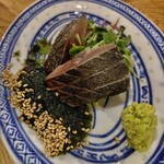 肴場あおもん - 炙り〆鯖山椒生海苔