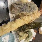 蕎麦 やすたけ - 天ぷら　エビは、500円プラスで大エビに変更