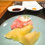 京町堀 なかむら - 生ハム マスカルポーネ メロン ◎
