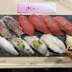 すしざんまい - 〆さば148円　まぐろ赤身298円　中とろ398円　　　こはだ148円　いわし148円　特大赤えび248円