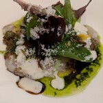 和ビストロKIKI - 鯛のカルパッチョ。ソースが鬼うま。鯛もプリプリ！