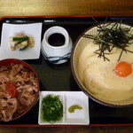 瀬戸内製麺710 - 山かけぶっかけ＆牛めしセット（H27.1.4）