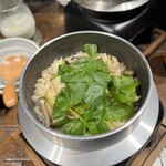 創作和食 たちうお - あべ鶏とホタテとしめじの釜飯