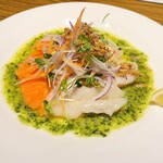 創作おうち ダイニング マリアージュ - 料理写真:贅沢赤海老とサーモンの2色カルパッチョ~自家製生バジルソース~