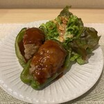 花菜 - ピーマン肉詰め