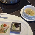 チャイナ 梅の花 - 卵スープ、肉味噌豆腐、棒棒鶏