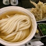 讃岐うどん 白庵 - ひやひや大650円とり天2個300円ちくわ天150円