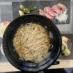 よし蔵 - 十割かけ蕎麦（白）ちくわ天¥1,090 & 炙り鴨ステーキ¥740