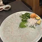 かに福 - こぼれ寿司を大皿てっさに変更（＋400円）