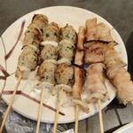 天下の焼鳥 信秀本店 - ミンチボール（塩）＆豚バラ