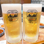 炭火焼肉 大将軍 - 生ビール大1,230円。こういうときに裏切らないのが工業製品、日本クオリティのすごいところ