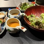 ふじや - サラダ　自家製ドレッシングは2種