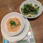 ガスト - 注文：ハーフパスタ明太クリーム ＆ ミニグリーンサラダ(玉ねぎ醤油ドレッシング) 